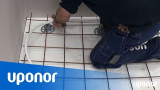 Installation av Uponor golvvärme najad mot armering [upl. by Aihsei]