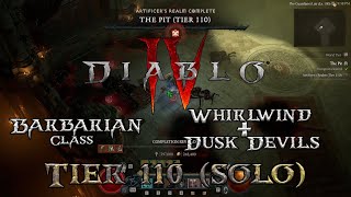 D I A B L O  4※Season 5※The PIT Tier110 solo Barbarian Whirlwind  Dusk Devil build [upl. by Ahsikym876]