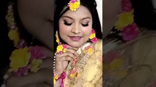 haldi makeup makeup hairstyle makeupartist wedding happybride [upl. by Simonne]