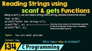 Reading Strings using scanf and gets Functions [upl. by Euqinue]