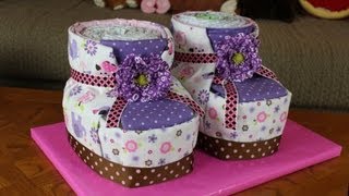 Diaper Cake Baby Booties How To Make [upl. by Latsyc]