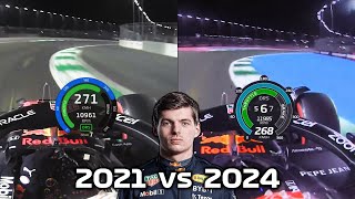 Verstappen Jeddah 2024 vs His Unfinished Mega 2021 Q3 Lap [upl. by Stagg]