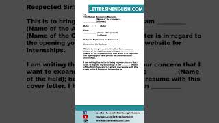 Internship Cover Letter with Experience  Internship Cover Letter [upl. by Einamrej589]