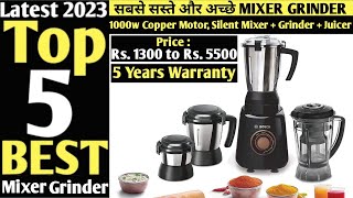 Top 5 Best Mixer Grinder in India 2023  Rs1500 to 5000  Best Budget Mixer Grinder Under 3000 [upl. by Ateinotna]