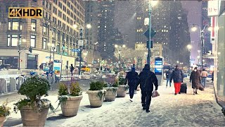 Relaxing Snow Walk NYC  Snowfall 4k  Snowing In Manhattan  Snowy New York City  Walking In Snow [upl. by Rednas]