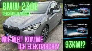 BMW 230e PlugInHybrid wie weit komme ich mit 93km elektrischer Reichweite im Alltag [upl. by Laikeze]