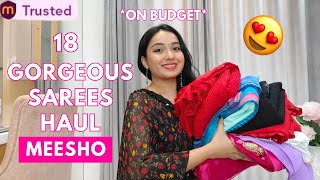 18 Meesho Sarees Try on Haul 😍  Party  Farewell  shaddi edition  Isha Vinod Jain [upl. by Ellinej]