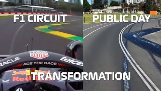 Albert Park F1 Circuit vs Public Day Ultimate Track Transformation [upl. by Patsy]