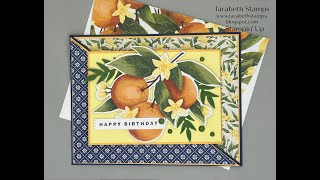 Stampin Up Citrus Bloom Diagonal Joy Fold Card Video Tutorial by Tarabeth Stamps [upl. by Hahsia]