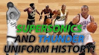 NBA Uniform History  Seattle SuperSonics amp OKC Thunder Jerseys [upl. by Atteuqcaj]