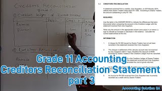 Grade 11 Accounting Term 1  Creditors Reconciliation Statement Part 1 [upl. by Airehtfele]