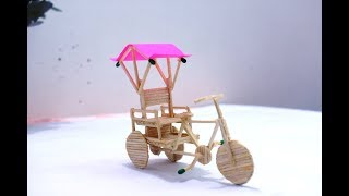 Matchstick Art and Craft  How to Make Matchstick Craft Item Rickshaw Gari  DIY [upl. by Ravaj]