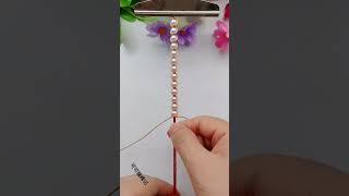 Gold edge beaded simple bracelet tutorial handmade DIY knot tutorial [upl. by Icnan221]