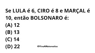 SE LULA É 6 CIRO É 8 E MARÇAL É 10 ENTÃO BOLSONARO É A 12 B 13 C 14 D 22 [upl. by Odilia]