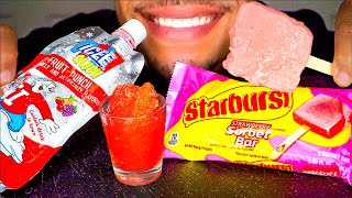 Starburst Icee Slushie Sorbet Bar Fruit Flavored Cold Treat Eating Mouth Sounds ASMR NoTalking Candy [upl. by Mahmud192]