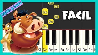 HAKUNA MATATA  EL REY LEÓN  TUTORIAL DE PIANO FÁCIL CON NOTAS  CANCIÓN FÁCIL PARA PIANO [upl. by Lonni259]