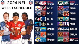 NFL WEEK 1 SCHEDULE 2024  GAME PREVIEW DATE amp TIMES  NFL FOOTBALL SCHEDULE FOR 2024 SEASON [upl. by Atinet854]