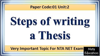 Lecture91 Steps of Writing a Thesis  How to Write a Thesis  Important topic for NTA NET Paper 1 [upl. by Meara]