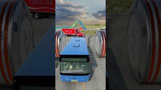 Buses amp Cargo Truck vs Bollards Crash  BeamNGdrive shorts beamngdrive bus [upl. by Ateloj742]