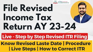 How to File Revised Income Tax Return AY 202324  ITR Revised Filing Online 202324 or FY 202223 [upl. by Aihseya]