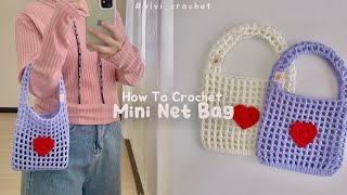 ♥️ How To Crochet Mini Net Bag  Simple and Easy ♥️ [upl. by Publus129]