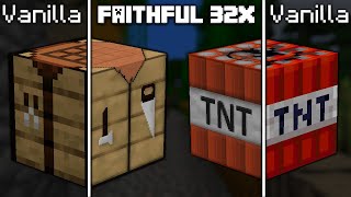 Faithful 32x32 Texture Pack vs Vanilla Minecraft [upl. by Myers642]