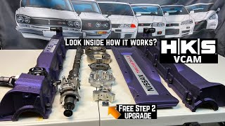 Full look inside the HKS VCAM system on RB26dett How does VTC variable valve timing work [upl. by Tice]