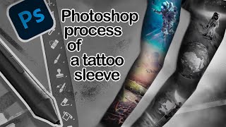 photoshop project TATTOO SLEEVE process  art plotnikovasketch [upl. by Ecnarrot365]