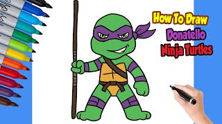 Drawing Donatello Teenage Ninja Turtles  Simple and Easy Tutorial [upl. by Atarman12]