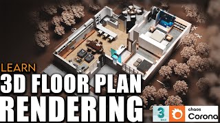 Floor Plan Rendering using 3dsmax and Chaos Corona [upl. by Ok702]