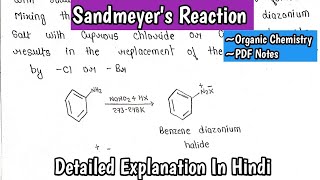 Sandmeyers Reaction  Organic Chemistry  ImpReaction For BSc MScExams [upl. by Ecaidnac]