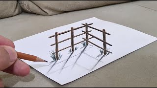 very easy 3d drawing on paper for beginners [upl. by Cassella]