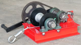 How To Make A Manual Winch  Homemade Powerful Manual Winch  DIY Winch [upl. by Enytsirhc]