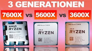 3 Generationen im TEST — AMD 7600X vs 5600X vs 3600X [upl. by Einwahs]