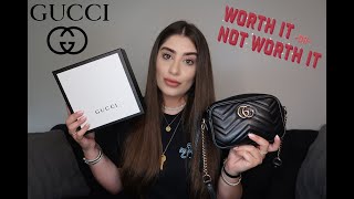 GUCCI Marmont Matelassé Mini Purse Review  Whats in my Bag  Is it worth it [upl. by Imij]