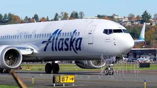 Alaska Airlines 737 MAX 9 Taxi And Takeoff From Boeing Field [upl. by Masao762]