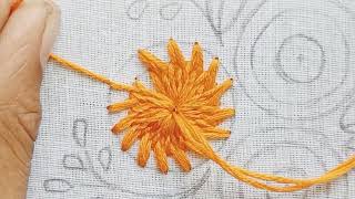 CHEMANTHI STITCH HAND EMBROIDERY FLOWER DESIGN FOR BEGINNERS [upl. by Eneleahs]