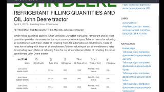 REFRIGERANT FILLING QUANTITIES OIL John Deere tractor Table norms refueling air conditioners freon [upl. by Shaddock575]