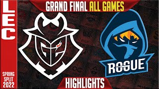 G2 vs RGE Highlights ALL GAMES  Grand final LEC Playoffs Spring 2022  G2 Esports vs Rogue [upl. by Scharaga]