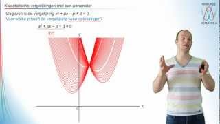 Kwadratische vergelijkingen met een parameter vwo 3  WiskundeAcademie [upl. by Digdirb434]