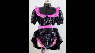 Sissy PVC Dress Lockable Maid Uniform Cosplay Clothing France Maid Latex Costume [upl. by Henrieta]