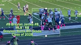 8 Breylan James MLB  RB Grayson Rams 8thG Highlight Video vs Norcross Blue Devils 10723 [upl. by Packton848]