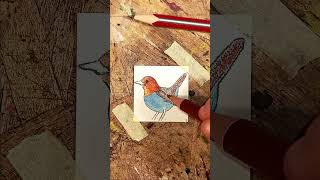 Miniature Watercolor Tiny Robin Painting  Quick Art Tutorial [upl. by Bj]