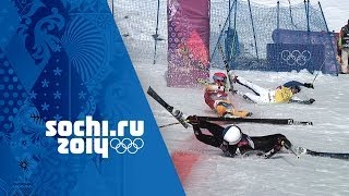 Crazy Photo Finish In Mens Ski Cross QuarterFinal  Sochi 2014 Winter Olympics [upl. by Eberto]