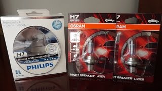 OSRAM Night Breaker LASER vs Philips WhiteVision [upl. by Purdy]