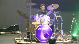 Shalin playing Sounds like a melody  by Alphaville for 2017 school drumming showcase [upl. by Burny873]