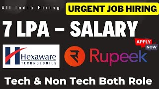 7 LPA Off Campus drive  HexawareRupeek Recruitment 2024 2023 2021 2020 Batch  Jobs for freshers [upl. by Otsenre67]