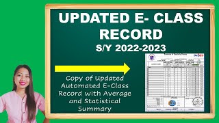 ECLASS RECORD UPDATED with Quarterly Assessment SY 20222023 [upl. by Akimihs6]