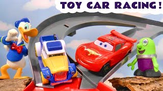 Funlings Toy Car Racing  Who Can Stay On The Track The Longest [upl. by Leahcimnoj725]