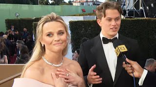 Reese Witherspoon Emotional Over Son Deacon Phillippe Coming as Her Golden Globes Date Exclusive [upl. by Steinke451]